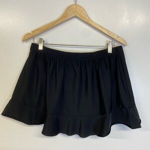 Aqua Green Plus Size Black Ruffle Full Brief Swim Skirt Size 2X